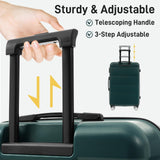 Merax Hardshell Luggage Sets 6 Piece with 2 Bags,Carry on Suitcase with Handle Password Lock Double Spinner Wheels, Lightweight 16"+20"+24"+28" Luggages, Dark Green