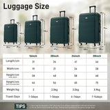 Merax Hardshell Luggage Sets 6 Piece with 2 Bags,Carry on Suitcase with Handle Password Lock Double Spinner Wheels, Lightweight 16"+20"+24"+28" Luggages, Dark Green