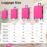 Merax Hardshell Luggage Sets 6 Piece with 2 Bags,Carry on Suitcase with Handle Password Lock Double Spinner Wheels, Lightweight 16"+20"+24"+28" Luggages, Hot Pink