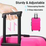 Merax Hardshell Luggage Sets 6 Piece with 2 Bags,Carry on Suitcase with Handle Password Lock Double Spinner Wheels, Lightweight 16"+20"+24"+28" Luggages, Hot Pink