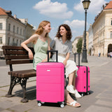 Merax Hardshell Luggage Sets 6 Piece with 2 Bags,Carry on Suitcase with Handle Password Lock Double Spinner Wheels, Lightweight 16"+20"+24"+28" Luggages, Hot Pink