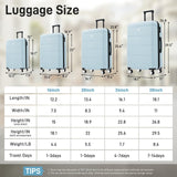 Merax Hardshell Luggage Sets 6 Piece with 2 Bags,Carry on Suitcase with Handle Password Lock Double Spinner Wheels, Lightweight 16"+20"+24"+28" Luggages, Light Blue