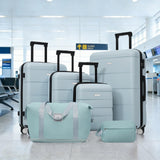 Merax Hardshell Luggage Sets 6 Piece with 2 Bags,Carry on Suitcase with Handle Password Lock Double Spinner Wheels, Lightweight 16"+20"+24"+28" Luggages, Light Blue