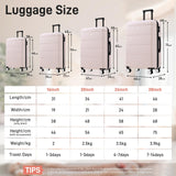 Merax Hardshell Luggage Sets 6 Piece with 2 Bags,Carry on Suitcase with Handle Password Lock Double Spinner Wheels, Lightweight 16"+20"+24"+28" Luggages, Light Pink