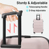 Merax Hardshell Luggage Sets 6 Piece with 2 Bags,Carry on Suitcase with Handle Password Lock Double Spinner Wheels, Lightweight 16"+20"+24"+28" Luggages, Light Pink