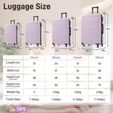 Merax Hardshell Luggage Sets 6 Piece with 2 Bags,Carry on Suitcase with Handle Password Lock Double Spinner Wheels, Lightweight 16"+20"+24"+28" Luggages, Pink Purple