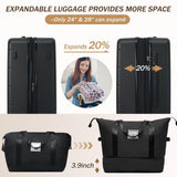 Merax Hardside Luggage Set 5 Piece with Bags,20IN Half - opening Carry on Luggage with USB Port, Expandable 24IN 28IN Luggage with Double Spinner Wheels TSA Lock, Black