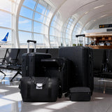 Merax Hardside Luggage Set 5 Piece with Bags,20IN Half - opening Carry on Luggage with USB Port, Expandable 24IN 28IN Luggage with Double Spinner Wheels TSA Lock, Black
