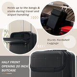 Merax Hardside Luggage Set 5 Piece with Bags,20IN Half - opening Carry on Luggage with USB Port, Expandable 24IN 28IN Luggage with Double Spinner Wheels TSA Lock, Black