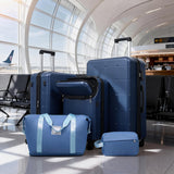 Merax Hardside Luggage Set 5 Piece with Bags,20IN Half - opening Carry on Luggage with USB Port, Expandable 24IN 28IN Luggage with Double Spinner Wheels TSA Lock, Dark Blue
