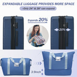Merax Hardside Luggage Set 5 Piece with Bags,20IN Half - opening Carry on Luggage with USB Port, Expandable 24IN 28IN Luggage with Double Spinner Wheels TSA Lock, Dark Blue