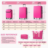 Merax Hardside Luggage Set 5 Piece with Bags,20IN Half - opening Carry on Luggage with USB Port, Expandable 24IN 28IN Luggage with Double Spinner Wheels TSA Lock, Hot Pink