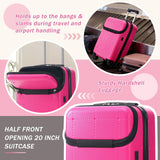 Merax Hardside Luggage Set 5 Piece with Bags,20IN Half - opening Carry on Luggage with USB Port, Expandable 24IN 28IN Luggage with Double Spinner Wheels TSA Lock, Hot Pink