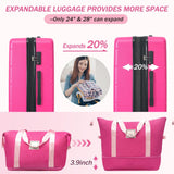 Merax Hardside Luggage Set 5 Piece with Bags,20IN Half - opening Carry on Luggage with USB Port, Expandable 24IN 28IN Luggage with Double Spinner Wheels TSA Lock, Hot Pink