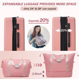 Merax Hardside Luggage Set 5 Piece with Bags,20IN Half - opening Carry on Luggage with USB Port, Expandable 24IN 28IN Luggage with Double Spinner Wheels TSA Lock, Rose Pink