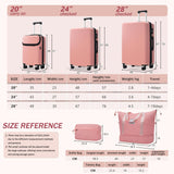 Merax Hardside Luggage Set 5 Piece with Bags,20IN Half - opening Carry on Luggage with USB Port, Expandable 24IN 28IN Luggage with Double Spinner Wheels TSA Lock, Rose Pink