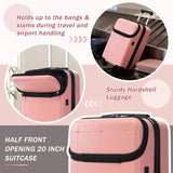 Merax Hardside Luggage Set 5 Piece with Bags,20IN Half - opening Carry on Luggage with USB Port, Expandable 24IN 28IN Luggage with Double Spinner Wheels TSA Lock, Rose Pink