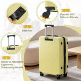 Merax Hardside Luggage Set 5 Piece with Bags,20IN Half - opening Carry on Luggage with USB Port, Expandable 24IN 28IN Luggage with Double Spinner Wheels TSA Lock, Yellow