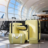 Merax Hardside Luggage Set 5 Piece with Bags,20IN Half - opening Carry on Luggage with USB Port, Expandable 24IN 28IN Luggage with Double Spinner Wheels TSA Lock, Yellow