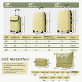 Merax Hardside Luggage Set 5 Piece with Bags,20IN Half - opening Carry on Luggage with USB Port, Expandable 24IN 28IN Luggage with Double Spinner Wheels TSA Lock, Yellow