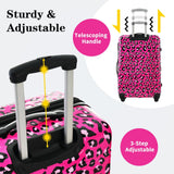 Merax Leopard Print Luggage Sets, 3 Piece Durable Suitcase Set with Spinner Wheels,Large Checked Travel Suitcases and Carry On Travel Luggage, 100% PC, TSA Lock,Hot Pink(20in/24in/28in)