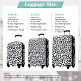 Merax Leopard Print Luggage Sets, 3 Piece Expandable Suitcase Set with Spinner Wheels,Large Checked Travel Suitcases and Carry On Travel Luggage, 100% PC, TSA Lock,White+Black(20in/24in/28in)