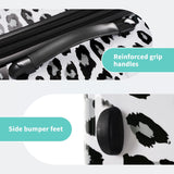 Merax Leopard Print Luggage Sets, 3 Piece Expandable Suitcase Set with Spinner Wheels,Large Checked Travel Suitcases and Carry On Travel Luggage, 100% PC, TSA Lock,White+Black(20in/24in/28in)