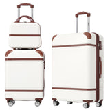 Merax Luggage Set, 2 Piece Luggage with Cosmetic Case, Vintage Hardcase Suitcase with Wheels, Expandable Luggage Airline Approved(White,20