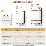 Merax Luggage Set 2 Piece Suitcase Set with Cosmetic Case Expandable Spinner Wheels Vintage Luggage Sets (White,20"+24")
