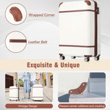 Merax Luggage Set 2 Piece Suitcase Set with Cosmetic Case Expandable Spinner Wheels Vintage Luggage Sets (White,20"+24")