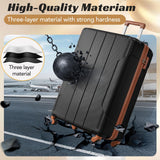 Merax Luggage Set 3 Piece Carry on Luggage, Lightweight Durable Spinner Suitcase with Corner Guards (Black Brown, 20inch)
