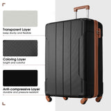 Merax Luggage Set 3 Piece Carry on Luggage, Lightweight Durable Spinner Suitcase with Corner Guards (Black Brown, 20inch)