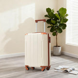 Merax Luggage Set 3 Piece Carry on Luggage, Lightweight Durable Spinner Suitcase with Corner Guards (White Brown, 20inch)