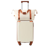 Merax Luggage Set 3 Piece Carry on Luggage, Lightweight Durable Spinner Suitcase with Corner Guards (White Brown, 20inch)