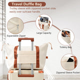 Merax Luggage Set 3 Piece Carry on Luggage, Lightweight Durable Spinner Suitcase with Corner Guards (White Brown, 20inch)