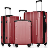 Merax Luggage Set 3 Piece Expandable Lightweight Spinner Suitcase with Corner Guards (Red.)
