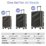 Merax Luggage Set 3 Piece, Hardshell ABS Suitcases with Spinner Wheels, Lightweight Durable TSA Approved Carry - on & Checked Luggage for Travel (20"/24"/28")