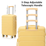 Merax Luggage Set, 3 Piece Hardside Suitcase Set, 20 - inch, 24 - inch, 28 - inch Luggage, Carry on Luggage Set, Travel Luggage Set, Large Suitcase with Wheels,Yellow
