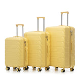 Merax Luggage Set, 3 Piece Hardside Suitcase Set, 20 - inch, 24 - inch, 28 - inch Luggage, Carry on Luggage Set, Travel Luggage Set, Large Suitcase with Wheels,Yellow