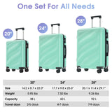Merax Luggage Set 3 Piece, Lightweight Durable ABS Suitcases with Spinner Wheels and TSA Lock, Carry - on & Checked Travel Luggage