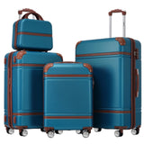 Merax Luggage Set, 3 Piece Luggage with Cosmetic Case, Vintage Hardcase Suitcase with Wheels, Expandable Luggage Airline Approved(Blue,20