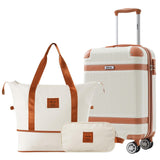 Merax Luggage Set 3 Piece Suitcase Set, 20-Inch Carry On Luggage Lightweight Suitcases with Wheels, TSA Lock, Collision-Protection Angle (White)