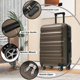 Merax Luggage Set 6 Piece, Hardshell ABS Suitcases with 8 Silent Spinner Wheels, Durable and Lightweight Travel Luggage for Family Trips, Brown