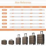 Merax Luggage Set 6 Piece, Hardshell ABS Suitcases with 8 Silent Spinner Wheels, Durable and Lightweight Travel Luggage for Family Trips, Brown