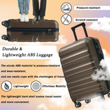 Merax Luggage Set 6 Piece, Hardshell ABS Suitcases with 8 Silent Spinner Wheels, Durable and Lightweight Travel Luggage for Family Trips, Brown