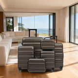 Merax Luggage Set 6 Piece, Hardshell ABS Suitcases with 8 Silent Spinner Wheels, Durable and Lightweight Travel Luggage for Family Trips, Brown