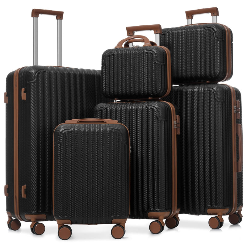 Merax Luggage Set 6 Piece, Lightweight ABS Hardshell Suitcases with Spinner Wheels & TSA Lock, Carry - On & Checked Travel Luggage for Family Travel