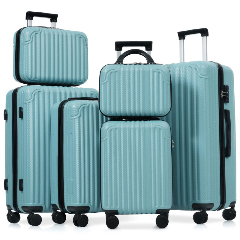 Merax Luggage Set 6 Piece, Lightweight ABS Hardshell Suitcases with Spinner Wheels & TSA Lock, Carry - On & Checked Travel Luggage for Family Travel