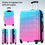 Merax Luggage Set Carry On Luggage with TSA Lock Hard Shell Suitcases & Travel Bag Dual Spinner Wheels Lightweight Durable Travel Set (Gradient Pink Blue, 3 PC(20+24+28))