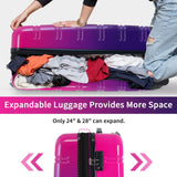 Merax Luggage Set Carry On Luggage with TSA Lock Hard Shell Suitcases & Travel Bag Dual Spinner Wheels Lightweight Durable Travel Set (Gradient Purple Pink, 3 PC(20+24+28))